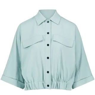 Blusenjacke ZERO "Casual-Blazer mit 3/4 Arm", Damen, Gr. 38, blau (silber blau), Obermaterial: 100% Polyester PES., Jacken Blusenjacke