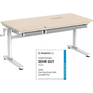 Kinderschreibtisch, Höhenverstellbar Kinderschreibtische 120x60 cm, Schreibtisch Kinder ab 6 Jahren, neigbare Tischplatte mit Schubladen, 100kg Belastbarkeit, Verstellbar von 54-76cm (Holz,CELIN)