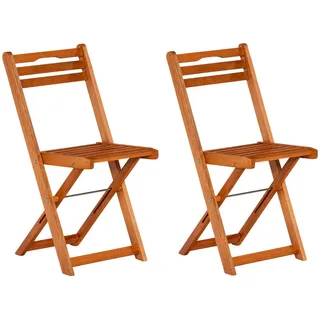 Gardenson Gartenstuhl-Set , Naturfarben , Holz , Eukalyptusholz , massiv , eckig, X-Form , 40x82x49 cm , FSC Mix , klappbar , Gartenmöbel, Gartensessel, Gartenstühle