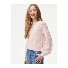 M&S Collection Pull en maille 100% coton (du 6 au 16ans) - Pink, Pink - 8-9 Y