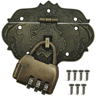 SCJJZ Vintage Antik-Verschlüsse, Kombinationsschloss, Bronze Eisen Design, Möbel-Verschlüsse, Beschläge für Vorhänge-Schloss Schlösser an Truhen Kisten Schieber Klassizismus