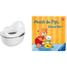 keeeper Babytopf deluxe 4in1, Töpfchen + Toilettensitz + Hocker + Feuchttuchspender, Ab ca. 18 Monate bis ca. 4 Jahre, Kasimir, Weiß & Musst du Pipi, kleiner Bär?