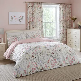 DREAMS AND DRAPES Bettbezug Blumen Pink 260 x 220 cm