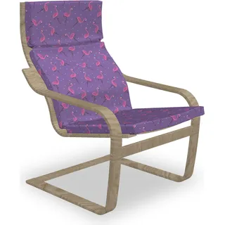 ABAKUHAUS Flamingo Poäng Sessel Polster, Dots Vögel Kinder Mädchen, Sitzkissen mit Stuhlkissen mit Hakenschlaufe und Reißverschluss, Violett Rosa Hellblau - Rosa