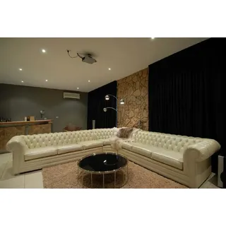 Ledersofa Polsterecke Ecksofa Chesterfield Garnitur Sofa  Wohnlandschaft Couch - Weiß