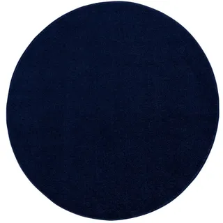 Webteppich , Dunkelblau , Textil , Uni , rund , Oeko-Tex® Standard 100 , pflegeleicht , Teppiche und Böden, Teppiche, Runde Teppiche