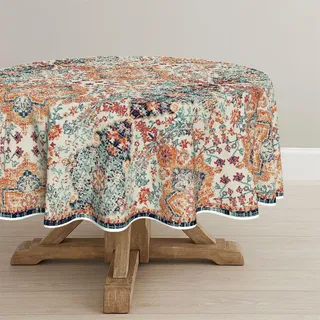 Artoid Mode Boho Vintage Geometrie Marokkanisch Landhausstil Tischdecke Rund 140 cm, Saisonnal Fleckschutz Tischwäsche Küche Dekoration Party Dekor