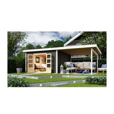 KARIBU Gartenhaus »NORTHEIM 5«, Holz, BxHxT: 665 x 229,5 x 369 cm (Außenmaße inkl. Dachüberstand) - grau