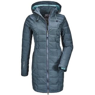 KILLTEC Damen Parka in Daunenoptik SKANE WMN QUILTED PRK - Damen Jacke mit abzippbarer Kapuze - Übergangsjacke ist wasserabweisend, dunkel blaugrün, 44, 35618-000