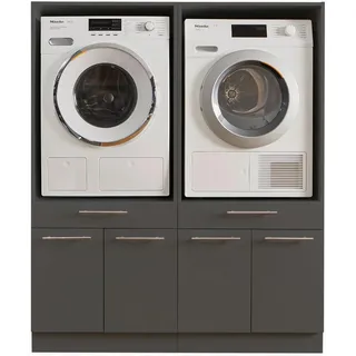 laundreezy 2X Waschmaschinenschrank 135 x 162 x 67,5 cm Anthrazit Holzwerkstoff