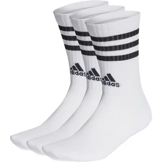 adidas Unisex Kinder 3-Stripes Cushioned Crew Socks 3 Pairs, White/Black, 2-3 Years