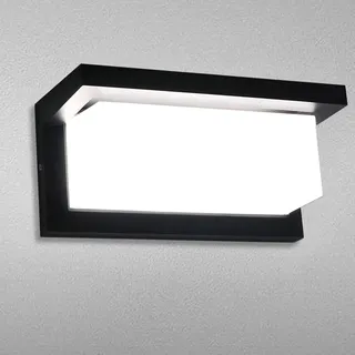Lamker 18W LED Wandleuchte mit Bewegungsmelder Modern 6000K Kaltweiß Außenlampe IP65 Wasserdichte Aussenleuchte Schwarz Außenbeleuchtung für Garten Veranda Terrasse Garage Badezimmer Wandlicht Deko