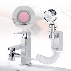 Wasserhähne Duschkopf Set Handbrause für Waschbecken mit Teleskopschlauch Handbrause im Bad zum Pet Bath Waschen Haare Reinigen Waschbeckens Bidet(Bedienungsanleitung inbegriffen)