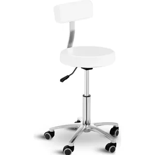 Expondo physa Rollhocker mit Lehne - 460 - 600 mm - 150 kg - Weiß - Weiß