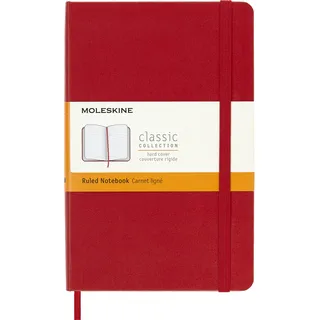 Moleskine Notizbuch mit linierten Seiten, Rot (Scharlachrot), Medium, liniert Hard Cover,