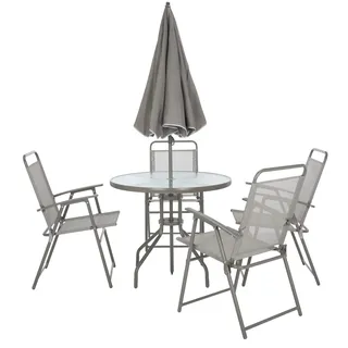 SAFAVIEH Métal Bistro-Esszimmer-Set für draußen - 3er-Set, Terrassentisch und Stühle, Natürlich