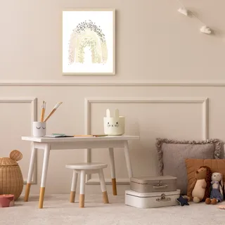 Bild mit Rahmen LÜTTENHÜTT "oder Poster, Regenbogen mit Punkten", bunt (farbe rahmen: beige, farbe bild(er): bunt), B:30cm H:40cm T:0,7cm, Holz, Plexiglas, Bilder, Bild mit Rahmen, HD Premium Druck