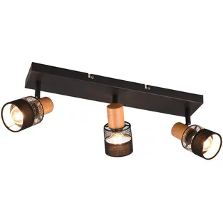 Trio Deckenstrahler 3er Spot Nandini E14 schwarz, Metall, Holz