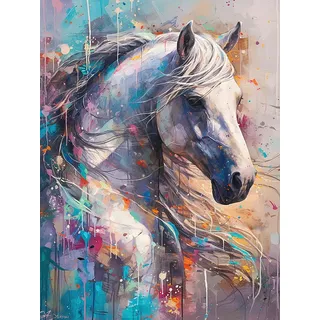 Reofrey 5d Diamond Painting Zubehör Pferd, DIY Full Dril Tier Diamant Painting Bilder Set Diamant Malerei Vollbohrer, Kreuzstich Erwachsene Stickerei Crystal Strass Foto Craft Für Wall Home 30X40cm