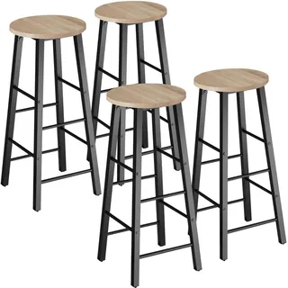 tectake Barhocker 4er Set Keynes, Sitzhöhe 72,5 cm, Industrial Holz hell, Eiche Sonoma , Naturfarben , Textil , 31x72.5x31 cm , Esszimmer, Barmöbel, Barhocker
