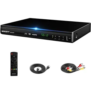 Blu-Ray Player für TV, WISCENT DVD Player mit Koaxial/HDMI/AV/Ausgang, USB-Eingang, Alle DVDs und Region B/2 Blue Ray Discs, Kompakter Full HD 1080p Bluray Player