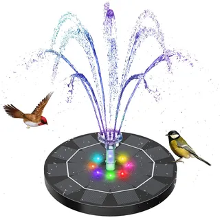 AISITIN LED Solar Springbrunnen für Außen mit Akku, 3W Solar Schwimmender Fontäne Pumpe mit Verschiedene Sprüh Effekten,mit Kristallkugel, Solarbrunnen für Draussen für Garten,Teich,VogelBad