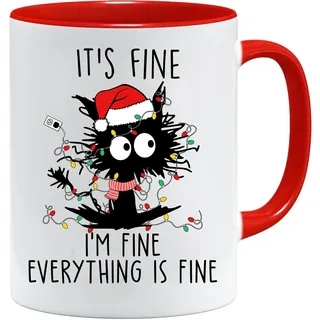 Jungle Mug Weihnachtstasse, verhedderte Lichter Gesicht mit Weihnachtsmannmütze, Wichteltasse, Geschenk, festliche Weihnachtstassen für Erwachsene, Tassen für Frauen, Weihnachts-Füllungen und Ideen