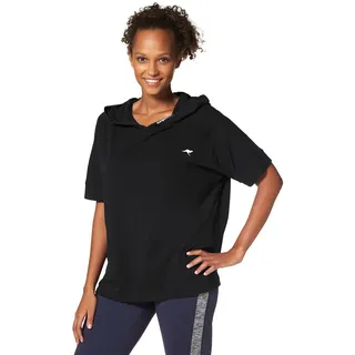 T-Shirt KANGAROOS, Damen, Gr. 56/58, schwarz, Obermaterial: 56% Baumwolle, 38% Viskose, 6% Elasthan, unifarben, lässig geschnitten hüftbedeckend, ohne Ausschnitt, Shirts T-Shirt, Kurzarm, lässige Passform, aus Baumwolle, große Größen, Topseller