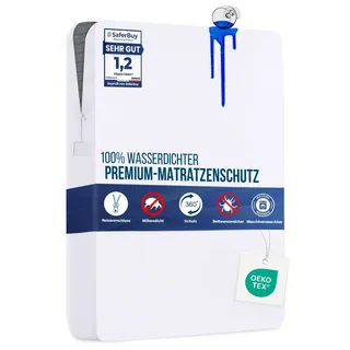 Utopia Bedding Matratzenbezug 90 x 190 x 30 cm Wasserdichter mit Reißverschluss, Oeko-TEX Zertifiziert, Matratzenschoner, White