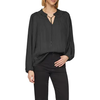 S.Oliver Black Label Damen 2158627 Tunika-Bluse Mit Rüschen-Details, Schwarz, 42 EU