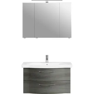 Saphir Badmöbel-Set »6005 Sprint 2-teilig, Keramik-Waschtisch mit LED-Spiegelschrank« 2 Stk. tlg., grau