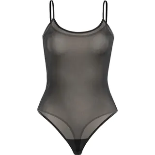Teyli Stringbody Damen aus Netzmaterial - Bodysuit Women Spaghetti - String body Netz Frauen Spaghettiträger Schwarz XL