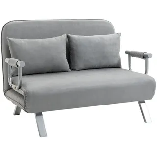 Homcom Schlafsofa Zweisitzer mit Bettfunktion, Einzelbett mit Kissen, Samt,