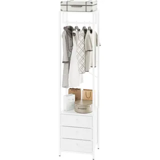 YMYNY Garderobenständer, Kleiderständer mit Schubladen, Freistehender hoher Kleiderschrank offen, Ablagen, Garderobe mit Kleiderstange für Schlafzimmer Wohnzimmer, 39×29×179CM Weiß HGR001W