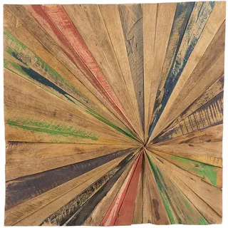 Beliani Wanddekoration Teakholz heller holzfarbton Cancun , Hellbraun , Holz , Quadratisch , 70x70x4 cm , Bilder & Rahmen, Bilder, Dekopaneele