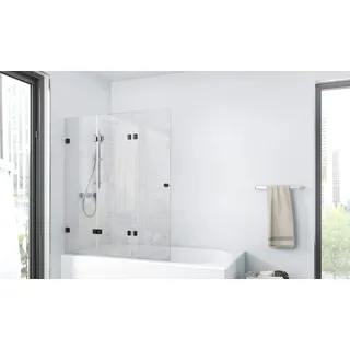 Marwell rahmenloser Badewannenaufsatz 120 x 140 cm Küchen- & Badinstallation 120 x 140 cm Matt Schwarz