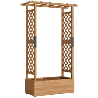 Outsunny Hochbeet mit Rankgitter & hängendem Dach, Holz Blumenkasten mit Rankhilfe , Orange , 44x181x110 cm , Gartenzubehör, Hochbeete