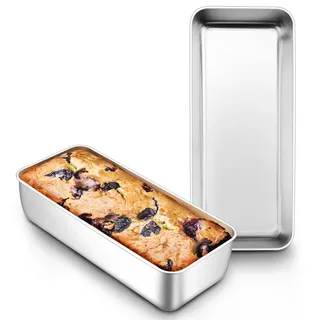 Joyfair Brotbackform 2er Set, 31,2cm Edelstahl Groß Kastenform Brotform, 7,5cm Tiefe Backform Rechteckig Toastbrot für Brot/Kuchen/Toast, Gesund & Ungiftig, Leicht zu Reinigen & Spülmaschinenfest
