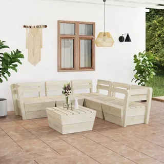 6-tlg. Garten-Paletten-Lounge-Set Imprägniertes Fichtenholz , Gartenmöbel-Sets Design 2024 - Beige