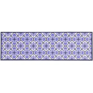 Primaflor Küchenläufer "LISSABON, Made in Belgium", blau, B:45cm H:5mm L:145cm, Polyamid, PRIMAFLOR-IDEEN IN TEXTIL, Teppiche, Motiv Ornamente, Fliesen Design, rutschhemmend, waschbar, Küche