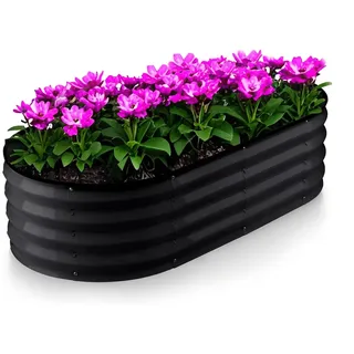 GarveeHome Metall Hochbeet für Garten, Garten Pflanzkübel mit Sicherheitsrand, Bodenloses Blumenkasten aus Robustem Stahlblech Modulares Hochbeete Kit für Gemüse Kräuter Blumen,150x60x20cm