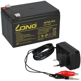 KungLong Bleiakku 12V 12Ah + Ladegerät 1A kompatibel 13Ah, 14Ah. 15Ah AGM Bleigel
