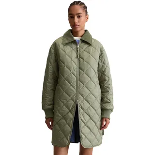 Steppmantel MARC O'POLO DENIM, Damen, Gr. S, desert sage, Web, Obermaterial: 100% Polyester, relaxed fit, Rippstrickbündchen, Mäntel Steppmantel, relaxed fit, 2-Wege-Reißverschluss, Cord-Kentkragen