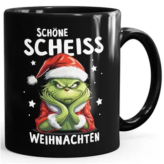 MoonWorks® Grinch Tasse Anti Weihnachten Spruch Ironie Sarkasmus lustige Weihnachtsbecher Geschenke für Weihnachtsmuffel Spruch 3 schwarz standard