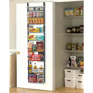 Vevor Vorratsschrank Speisekammer-Organizer Aufbewahrung über der Tür, 9-stufige Gewürzregale zum Aufhängen aus Stahl, verstellbare Lagerregale für die Wand, für Zuhause Küche Badezimmer, schwarz