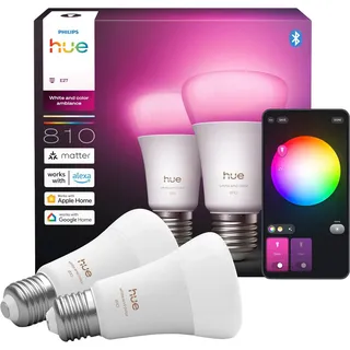 Philips Hue White E27 White und Color Ambiance Doppelpack 810lm 60W