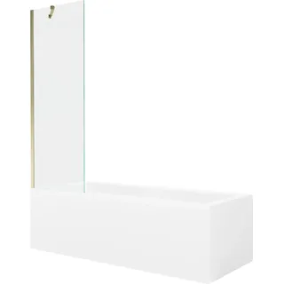 Mexen Cubik rechteckige Badewanne 150 x 70 cm mit Verkleidung und 1-flügeligem Paravent 60 cm, transparent, gold - 550315070X95?