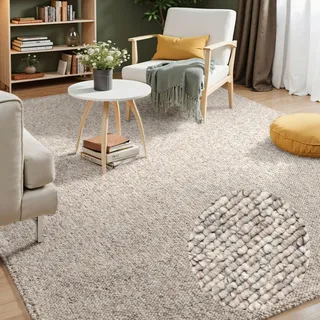 ELLE DECORATION Teppich »Rocco« rechteckig 10 mm Höhe Läufer, waschbar, Wohnzimmer, Esszimmer, Woll-Optik, beige