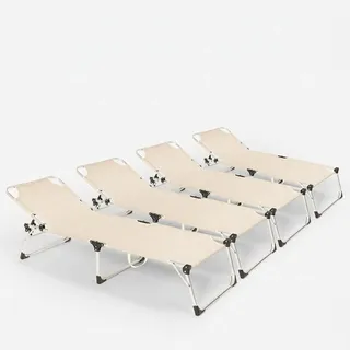4er Set Liegestühle Strandliegen Sonnenliegen klappbar aus Aluminium für Strand und Garten Seychelles - Beige - Beige