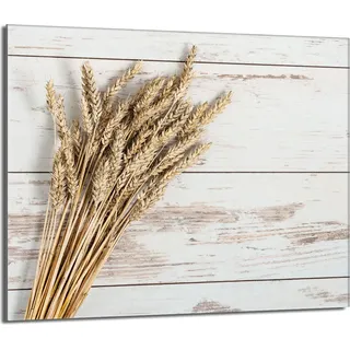 Herdabdeckplatte 60x52 Glaskeramikkochfeld Abdeckung Spritzschutz Glasplatte Deko Schneidebrett, Weizen Holz - Braun